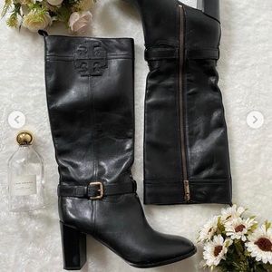 tory burch authentic leather heel knee high boots, so stylish & fashionable!